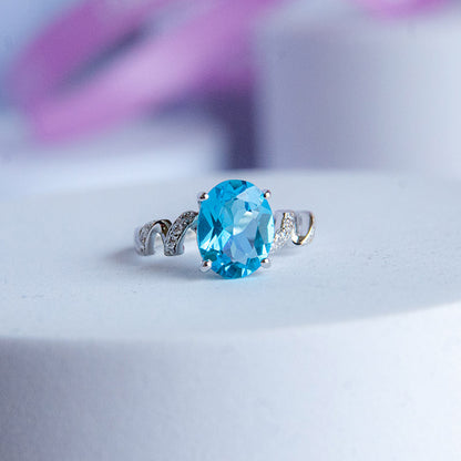 טבעת כסף "אניה" עם אבן טופז