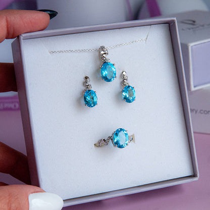 טבעת כסף "אניה" עם אבן טופז