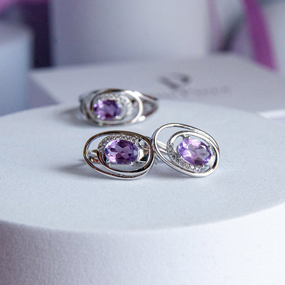 עגילי כסף "גרייס" עם אבני אמטיסט