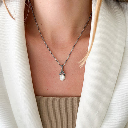 שרשרת כסף עם תליון כסף איב צדף