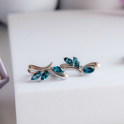 עגילי כסף טהור "ליאן" עם אבני לונדון טופז