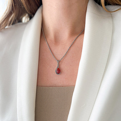 שרשרת כסף עם תליון מריאנה קרנליאן