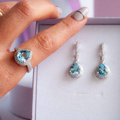 DIANA טבעת כסף עם אבני בלו טופז