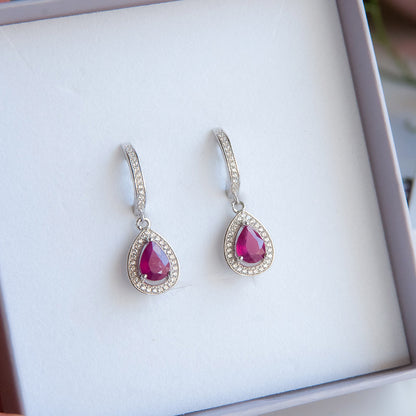 DIANA עגילי כסף עם אבני רובי