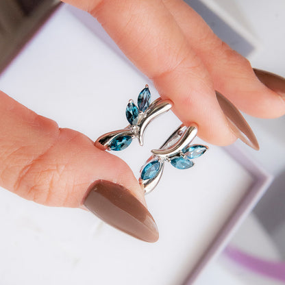 עגילי כסף טהור "ליאן" עם אבני לונדון טופז