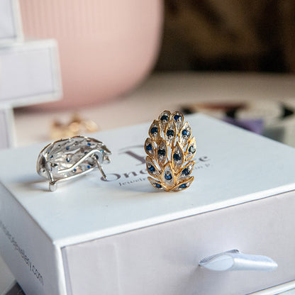 עגילי עלמה עם אבני ספיר