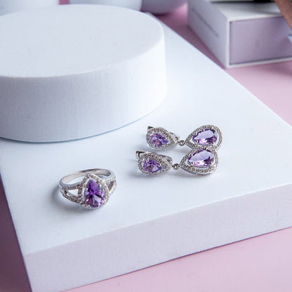 טבעת כסף "דונה" עם אבן אמטיסט