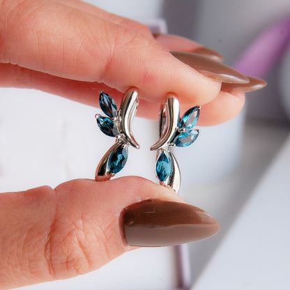 עגילי כסף טהור "ליאן" עם אבני לונדון טופז