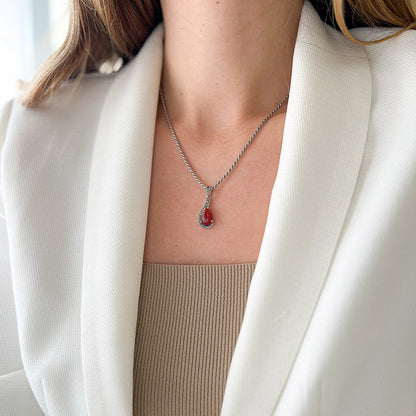 שרשרת כסף עם תליון מריאנה קרנליאן