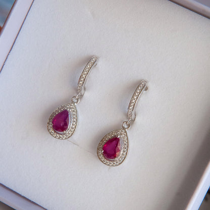 DIANA עגילי כסף עם אבני רובי