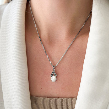 שרשרת כסף עם תליון כסף איב צדף