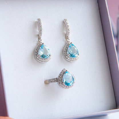 DIANA טבעת כסף עם אבני בלו טופז