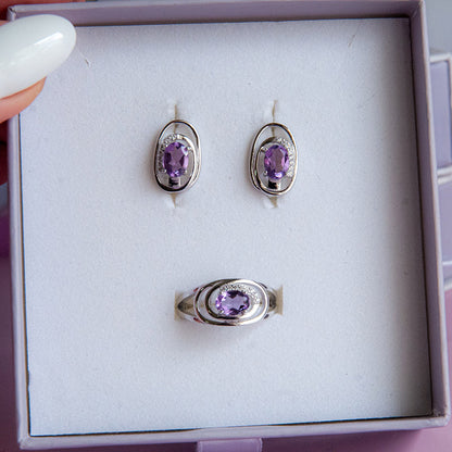 עגילי כסף "גרייס" עם אבני אמטיסט