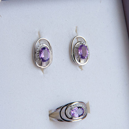 עגילי כסף "גרייס" עם אבני אמטיסט