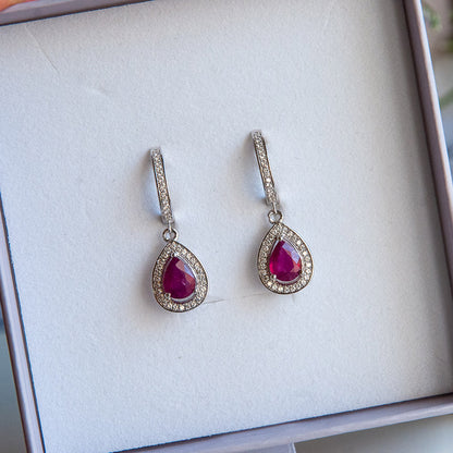 DIANA עגילי כסף עם אבני רובי