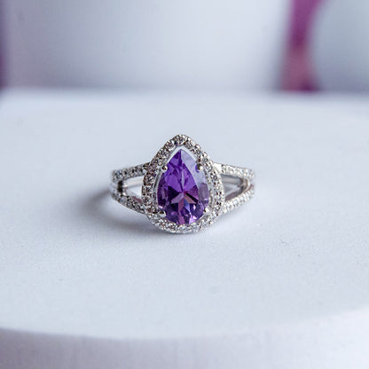 טבעת כסף "דונה" עם אבן אמטיסט