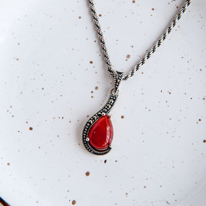 שרשרת כסף עם תליון מריאנה קרנליאן