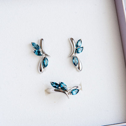 עגילי כסף טהור "ליאן" עם אבני לונדון טופז