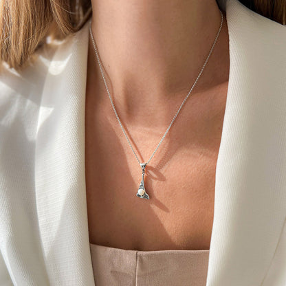 שרשרת כסף עם פנינה רום