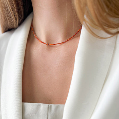 שרשרת אבני זרקון כתומה