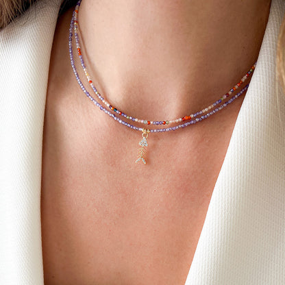 שרשרת אבני זרקון צבעוניות