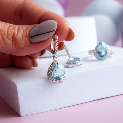 DIANA עגילי כסף עם אבני בלו טופז