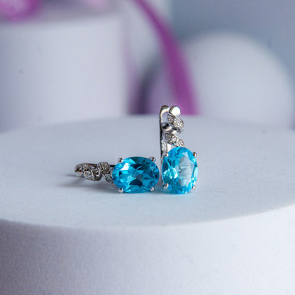 עגילי כסף "אניה" עם אבני טופז