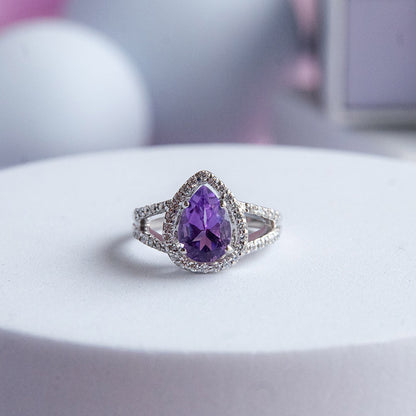 טבעת כסף "דונה" עם אבן אמטיסט