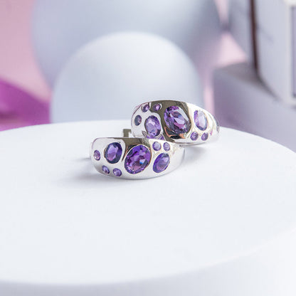 עגיל "שרלוט" עם אבני אמטיסט