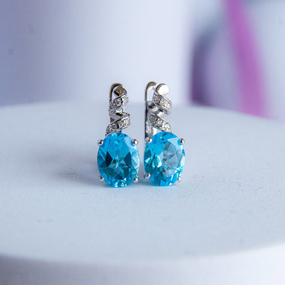 עגילי כסף "אניה" עם אבני טופז