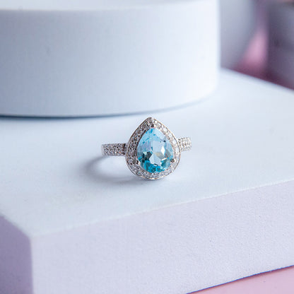 DIANA טבעת כסף עם אבני בלו טופז