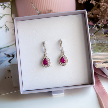 DIANA עגילי כסף עם אבני רובי