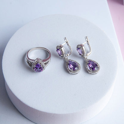 טבעת כסף "דונה" עם אבן אמטיסט