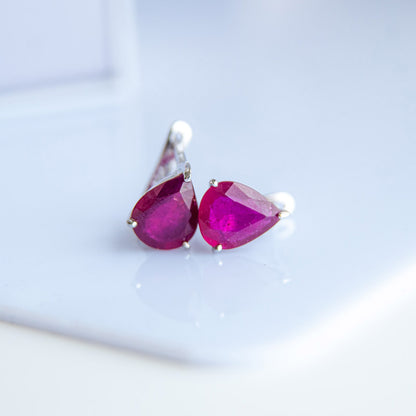 DIAN עגילי כסף עם אבני רובי