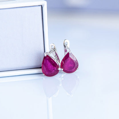 DIAN עגילי כסף עם אבני רובי