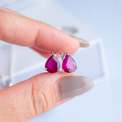 DIAN עגילי כסף עם אבני רובי