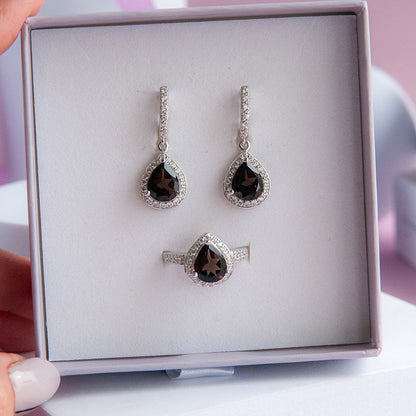 DIANA עגילי כסף טהור עם אבני סמוקי