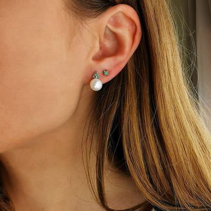 EMERALD עגילי כסף צמודים קים