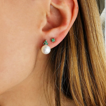 EMERALD עגילי כסף צמודים קים