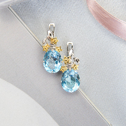 עגילי "סנדרה" עם בלו טופז טבעית