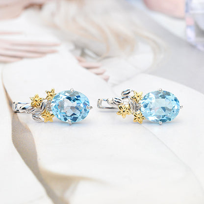 עגילי "סנדרה" עם בלו טופז טבעית