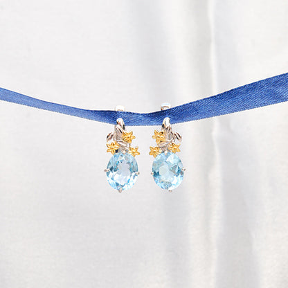 עגילי "סנדרה" עם בלו טופז טבעית