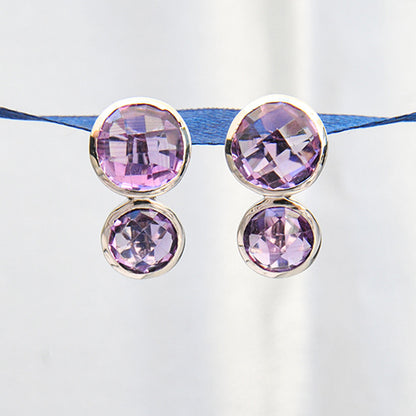 עגילי כסף "קורין" עם אבני אמטיסט