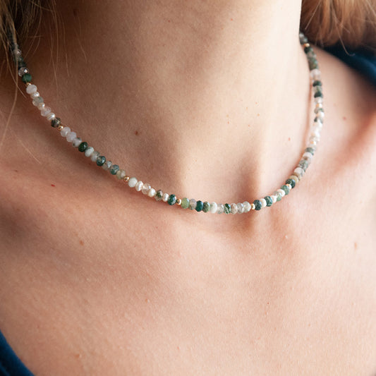 שרשרת ג'יי לו מאבני מוס אגת