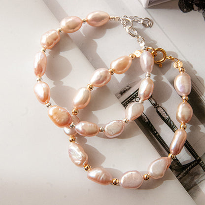 צמיד פנינים טיילור ורוד