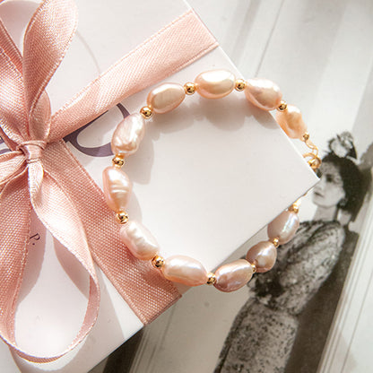 צמיד פנינים טיילור ורוד