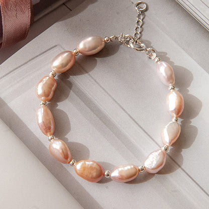 צמיד פנינים טיילור ורוד