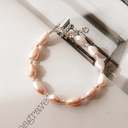 צמיד פנינים טיילור ורוד