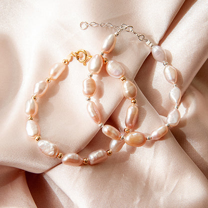 צמיד פנינים טיילור ורוד