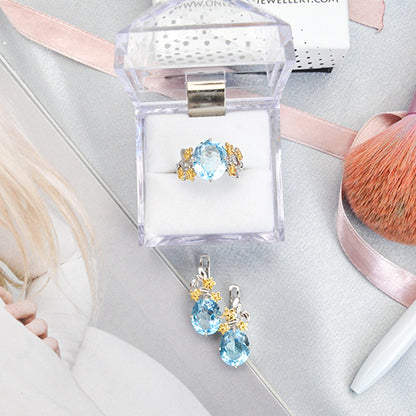 עגילי "סנדרה" עם בלו טופז טבעית